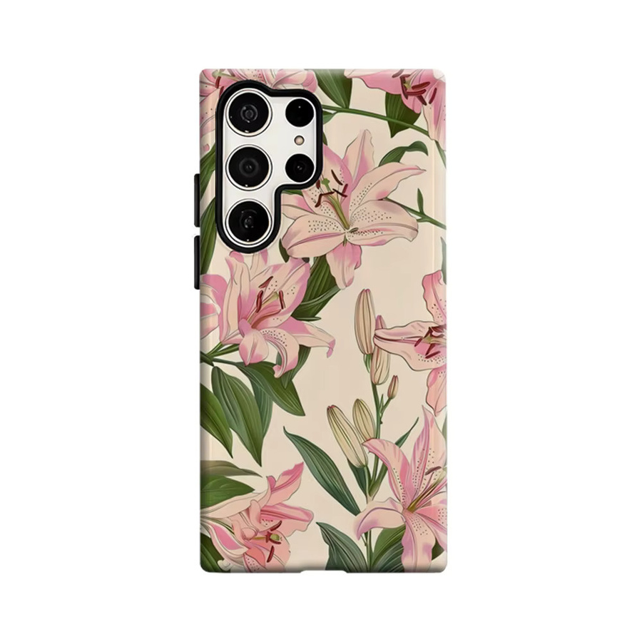 Stoßfeste Doppelschicht Handyhülle mit rosa Lilien Design für Samsung Galaxy S25 Ultra, S24 und S23 Ultra Plus in Pink/Multicolor - Bild 6