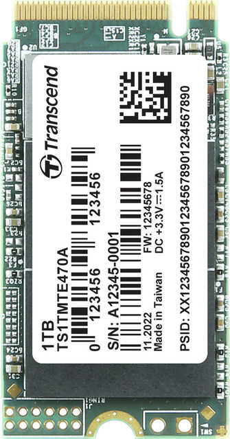 Transcend MTE470A M.2 NVMe SSD mit 1 TB Speicherplatz, PCI Express 3.0 und 3D NAND Technologie - Bild 1
