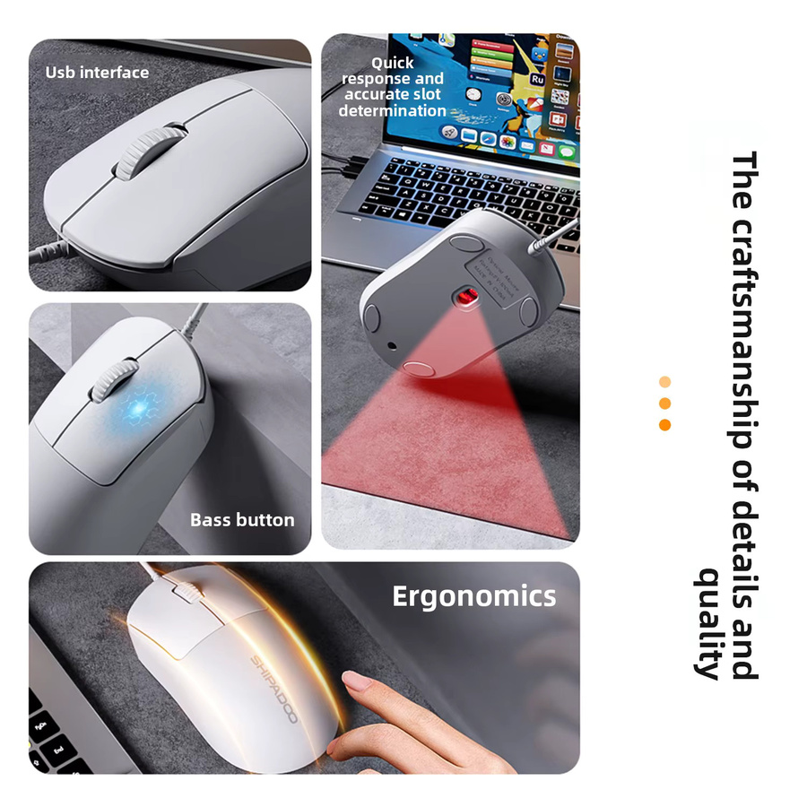 NexusClick S310 USB Büro-Maus mit Kabel, ergonomisches Design, 1600 DPI, Schwarz - Bild 2