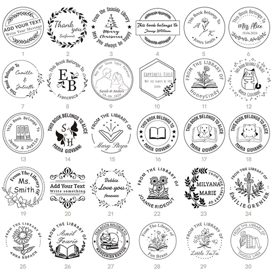 Personalisierter Buch-Hochzeits-Embosser-Stempel mit individuellem Logo in Schwarz aus Metall - Bild 2