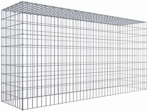 Gabiona Anbaugabione Typ 3 in Silber, 5 Gittermatten mit C-Ringen, Maschenweite 5 x 10 cm, B/H/T: 100 x 200 x 50 cm - Bild 1