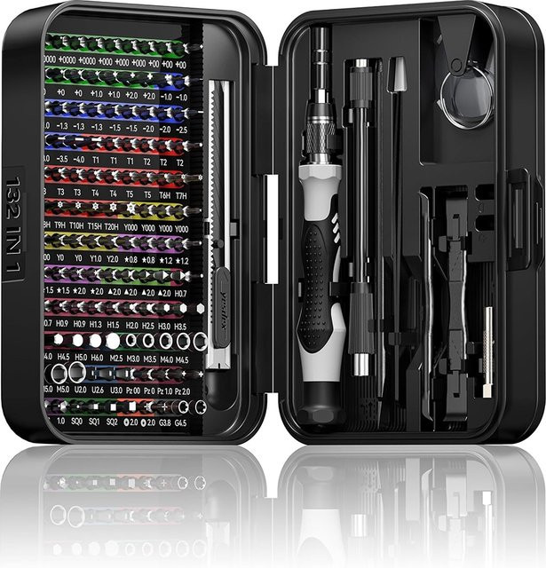 Galacok 132-in-1 Präzisions-Schraubendreher-Set mit 108 magnetischen Bohrern in Schwarz für iPhone, Kamera, Uhr und Laptop - Bild 1