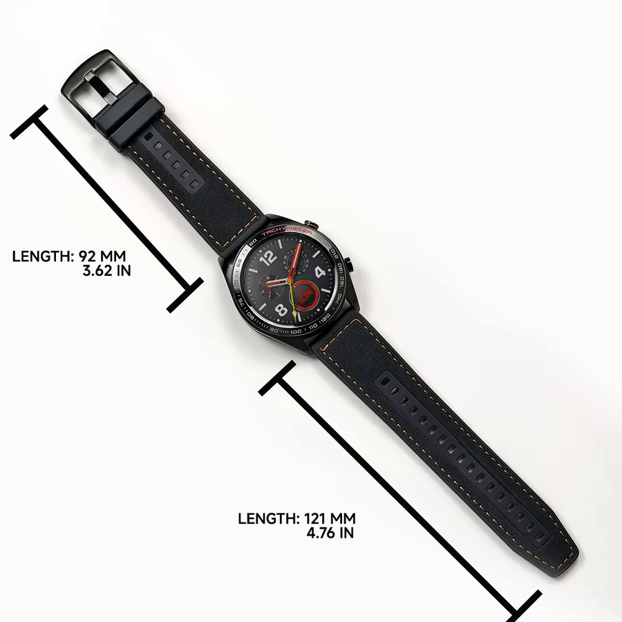 CAOWTAN Uhrenarmband Leder, 22 mm, Schwarz, Unisex - Bild 3