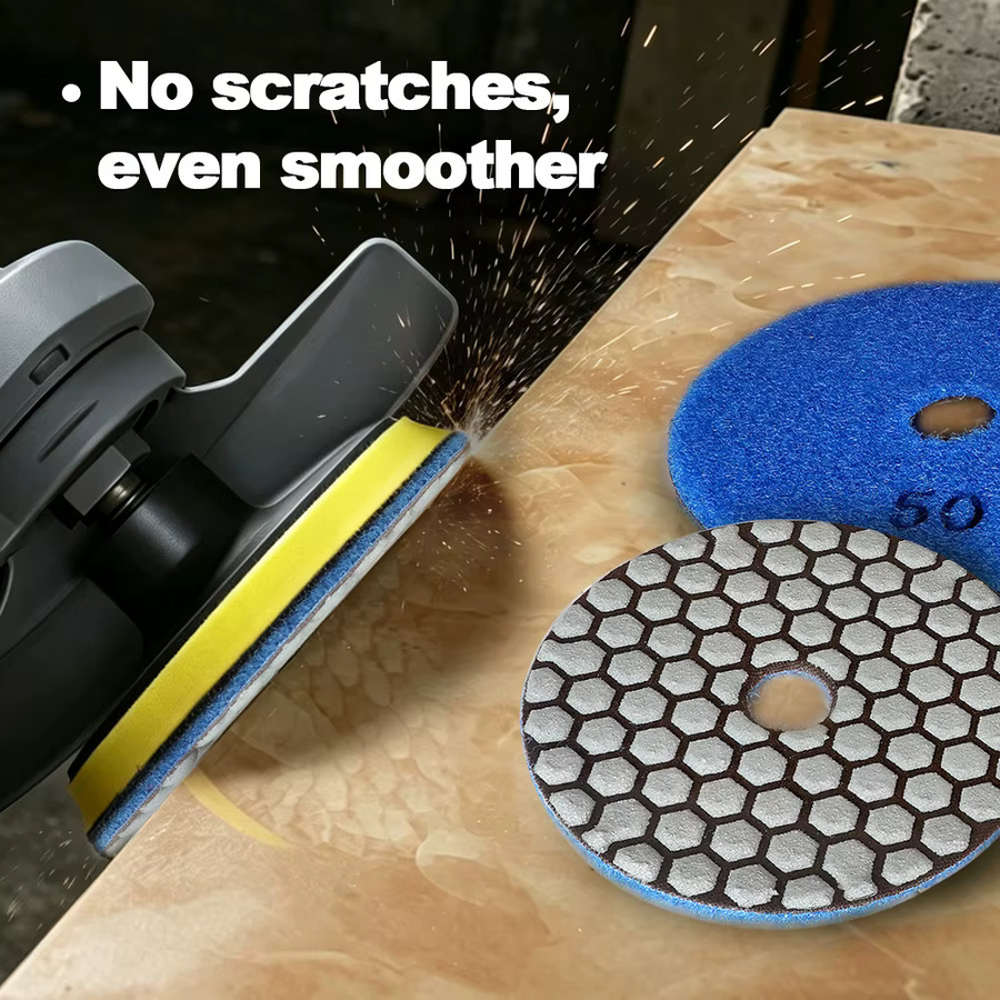 BRSCHNITT Trockenpolierpads Set mit 6 Schleifscheiben für Marmor, Granit und Keramik, Durchmesser: 100 mm, Farbe: Silber - Bild 2