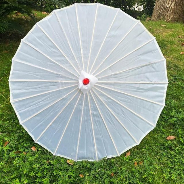 HNyouchuang Tanzschirm aus Seidenstoff in Weiß im klassischen japanischen Stil für Tanzaufführungen, Durchmesser: 56 cm - Bild 1