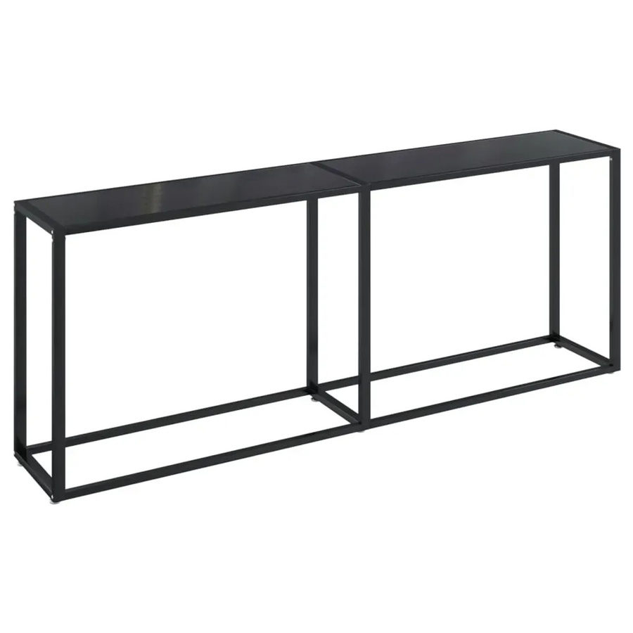 vidaXL Konsolentisch aus Hartglas und pulverbeschichtetem Stahl in Schwarz, B/T/H: 200 x 35 x 75,5 cm - Bild 2