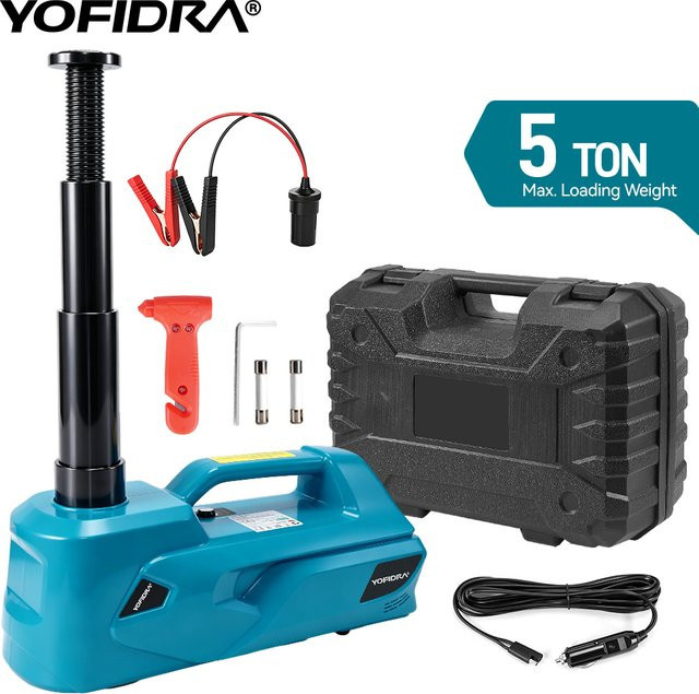 YOFIDRA Elektrischer Wagenheber 180W mit hydraulischem Fahrzeuglift und Kompressor in Blau - Bild 1