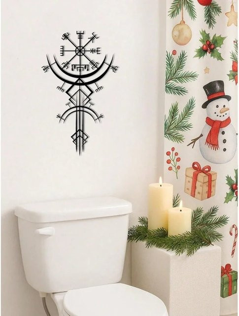 CIFBUY Wikinger-Runen-Wandkunst aus Metall in Schwarz – Nordisches Symbol-Dekor für dein Zuhause - Bild 1