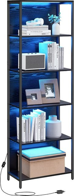 Songmics Bücherregal Barnet mit LED-Beleuchtung, 6 Ebenen, Schwarz - Bild 1