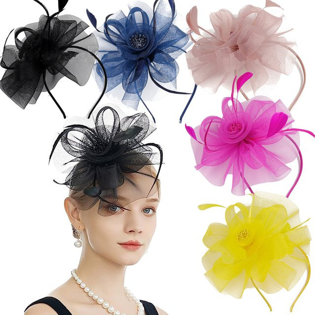 Fascinator Hut, Feder, Mesh, Damen - Bild 1