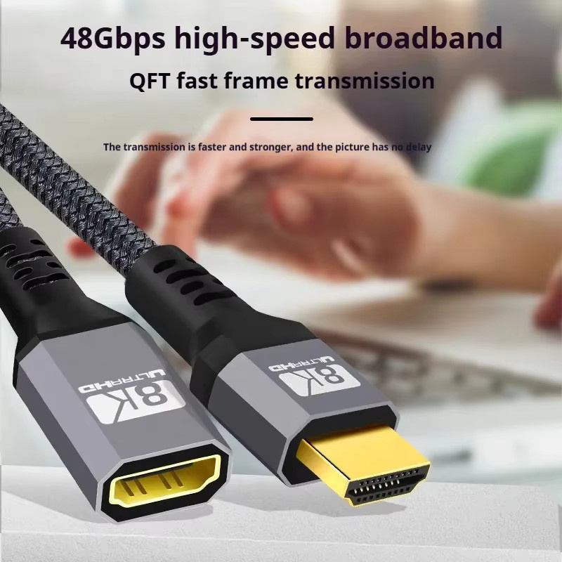 DIXSG HDMI-Verlängerungskabel 2.1 in Schwarz mit 8K@60Hz, 4K@120Hz und 48 Gbit/s für Smart TV, PS5 und Laptop - Bild 2