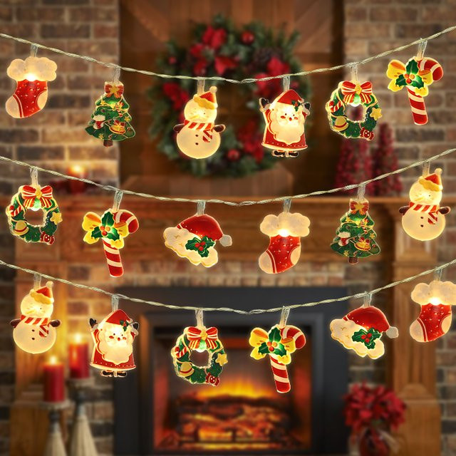 ZQNYCY LED Lichterkette mit Cartoon Weihnachtsmann Santa Claus als hängende Weihnachtsbaum Ornamente in Multicolor - Bild 1