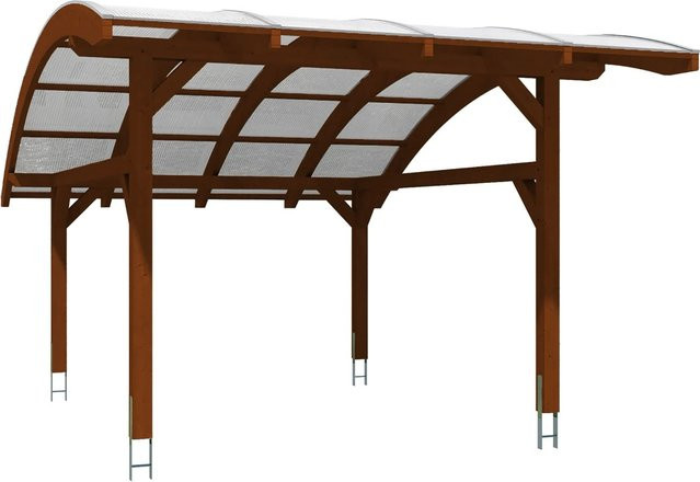 Skan Holz Carport Schwaben aus Holz mit Polycarbonat Doppelstegplatten in Nussbaum, B: 434 cm, T: 630 cm - Bild 1