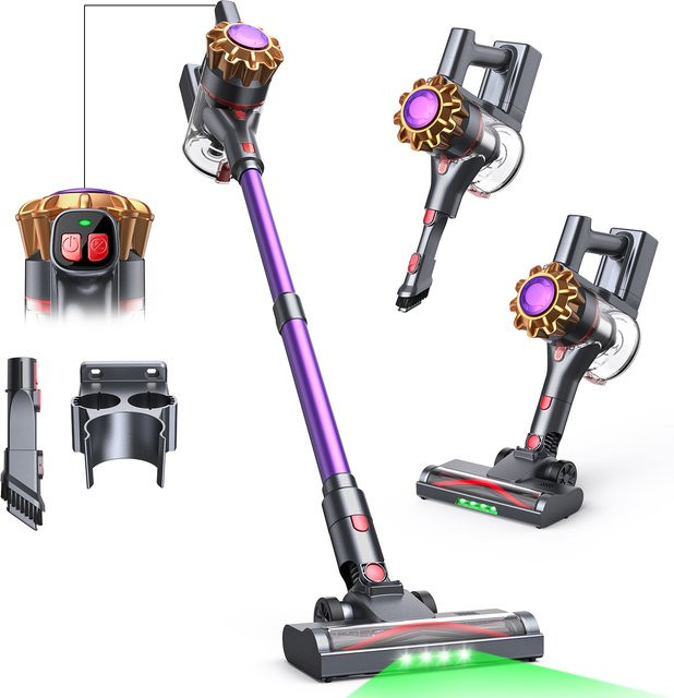 Lubluelu Kabelloser Staubsauger mit 320W und 32KPA Saugkraft, Beutelloses Design in Purple und Multicolour, 30 Minuten Akkulaufzeit - Bild 1
