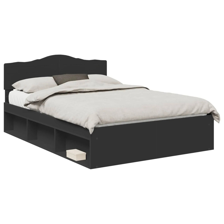 vidaXL Bettrahmen aus massivem Kiefernholz in Schwarz, B/T/H: 160 x 200 x 90 cm - Bild 2