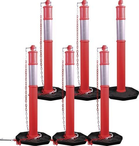 Kunzer Absperrpfostensatz 6-teilig rot, selbstständig stehend, Höhe: 115 cm, Durchmesser: 6 mm - Bild 1