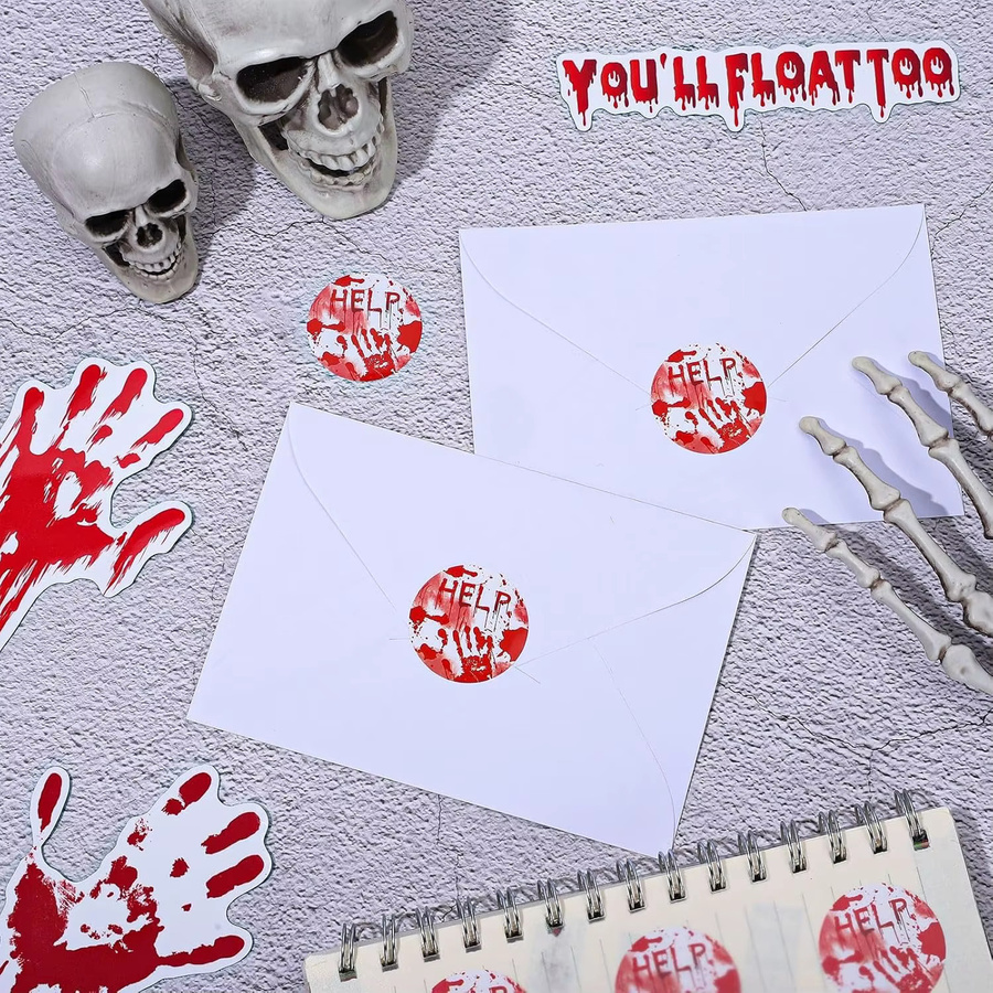 TYFYO Halloween Blut-Aufkleber in Rot, runde Papier-Dekorationsaufkleber für Umschläge und Partyzubehör, Durchmesser: 2,5 cm - Bild 3