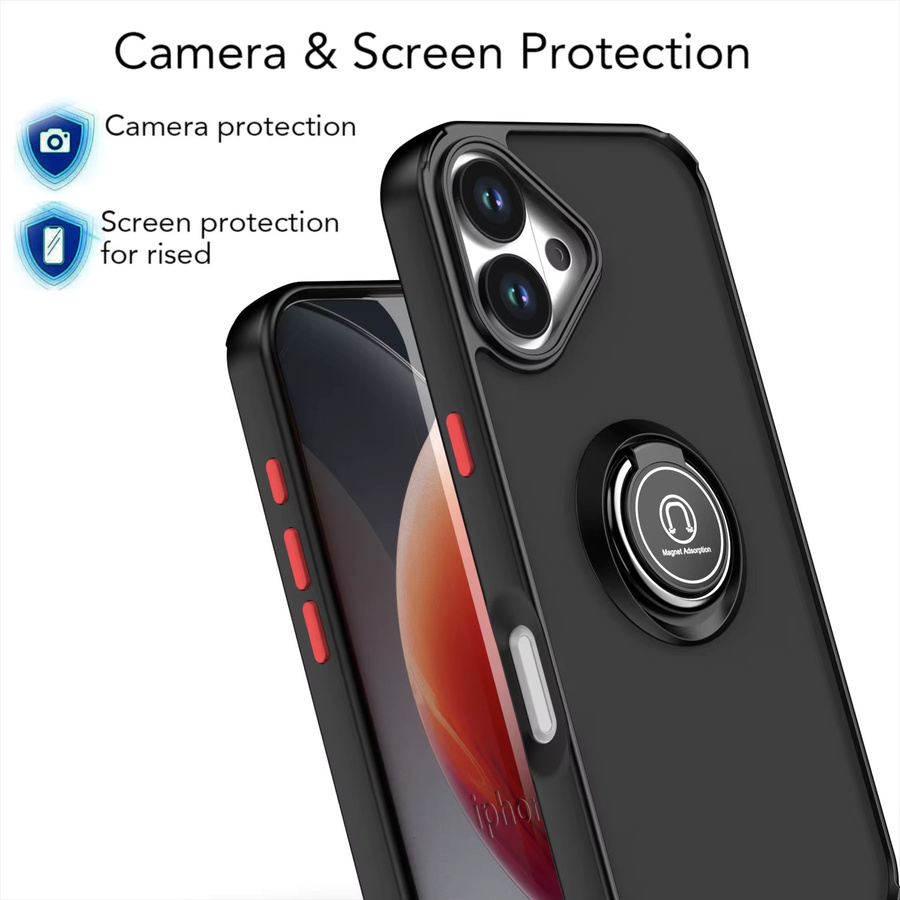 Stoßfeste Armor Schutzhülle mit Ringhalter für Apple iPhone 17 16 15 14 13 12 11 Pro Max Plus Air Mini in Transparent, Schwarz oder Blau - Bild 4