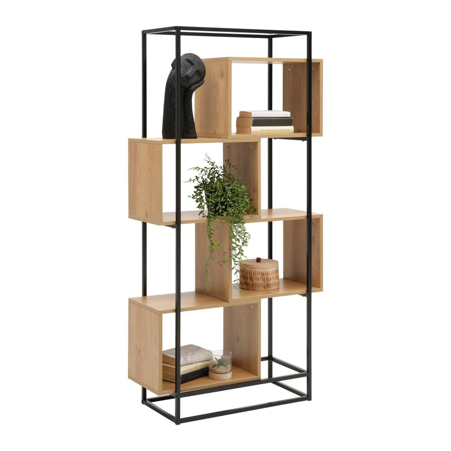 Mömax Regal Adrian in Naturfarben und Schwarz, modernes Standregal aus Holz, MDF und Metall, B/T/H: 33,2 x 5,0 x 160,0 cm - Bild 2