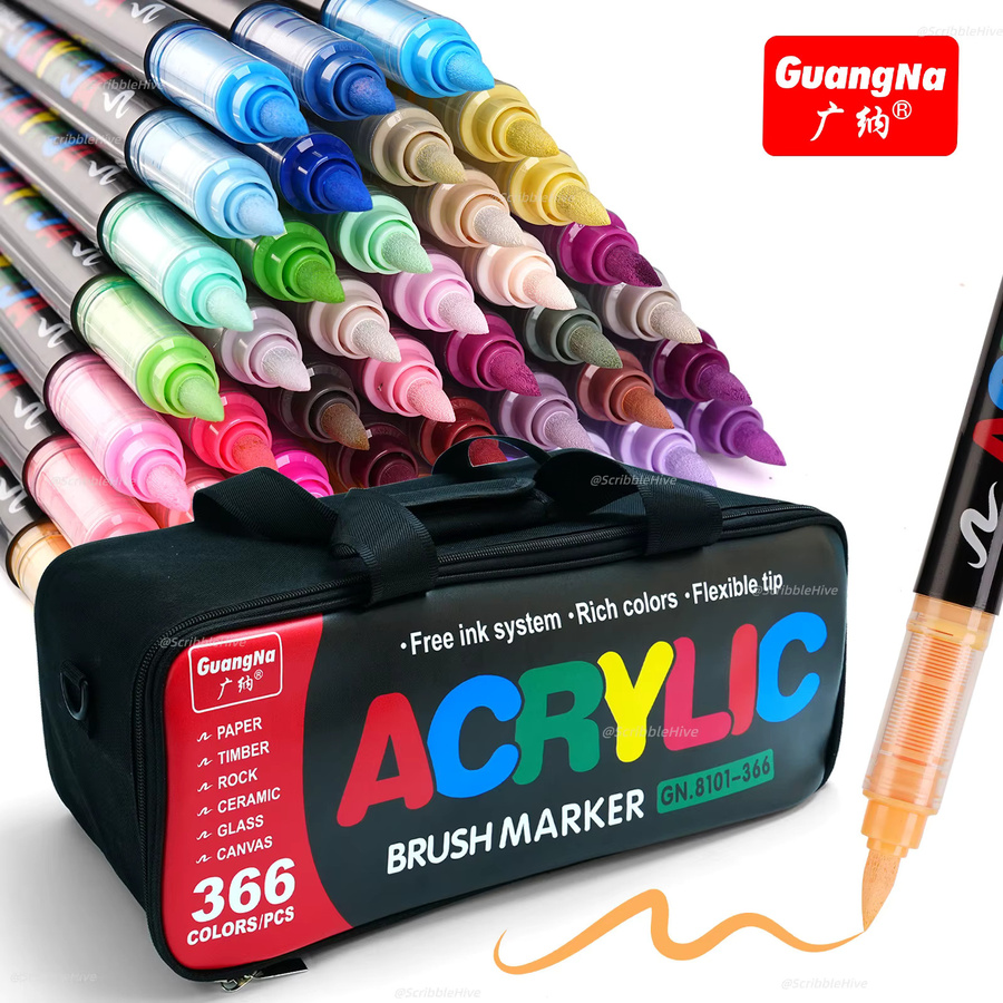 Professionelle Acryl-Farbmarker Set mit 366 Farben und weicher Pinselspitze für DIY-Handwerk in Multicolour - Bild 5