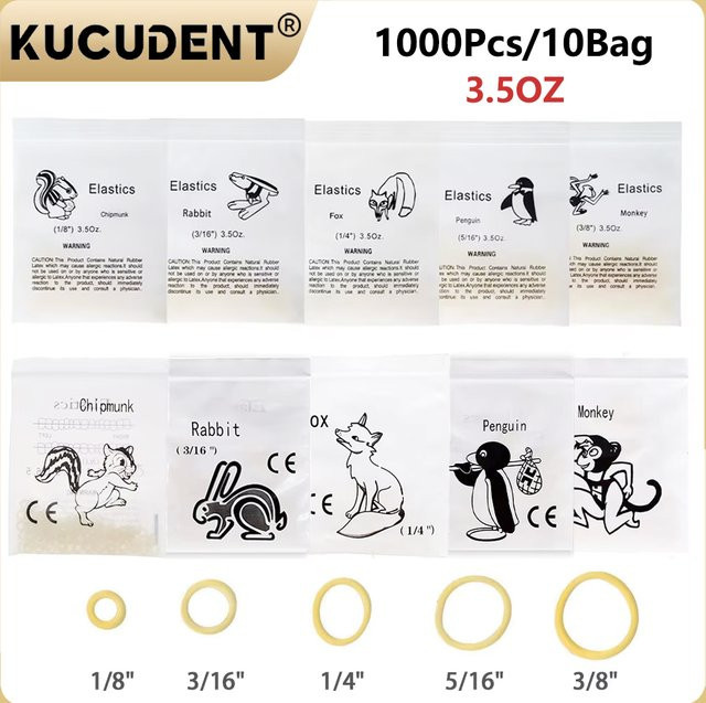 KUCUDENT Kieferorthopädische Elastische Gummibänder, 1000 Stück, Latex - Bild 1