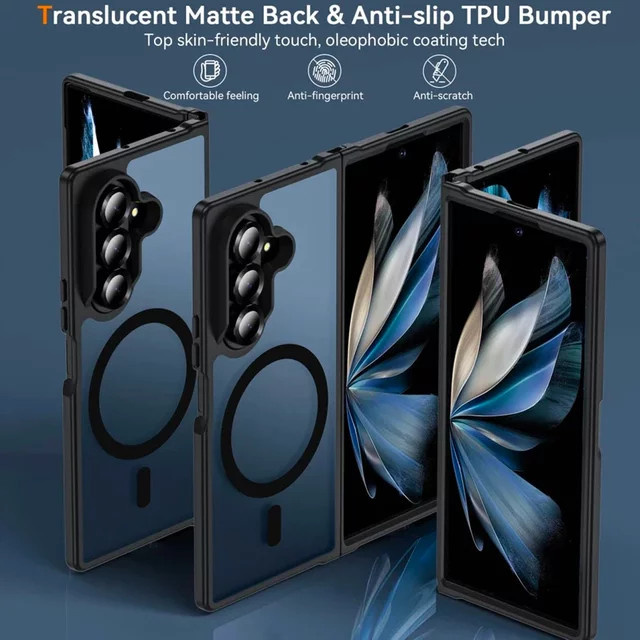 UYUXIO Magnetische Schutzhülle für Samsung Galaxy Z Fold 7, durchscheinend, Schwarz - Bild 1