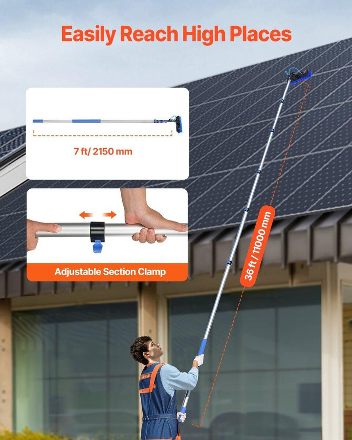 Buying Solutions MB Solarpanel-Reinigungsstangen-Kit aus Aluminiumlegierung, 11m, Silber - Bild 4