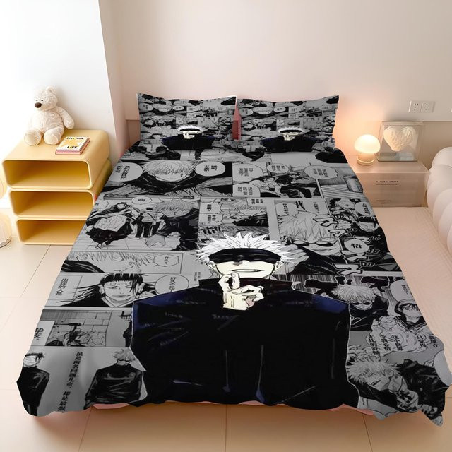 Jujutsu Kaisen Bettwäsche-Set von Flylo mit Motiv, Farbe Schwarz, B/H: 140 x 210 cm - Bild 1