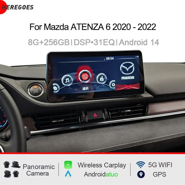 Android 15 Auto-Player mit CarPlay und GPS-Navigation für Mazda Atenza 6 (2020 - 2022), 10,25 Zoll Display, Schwarz - Bild 1