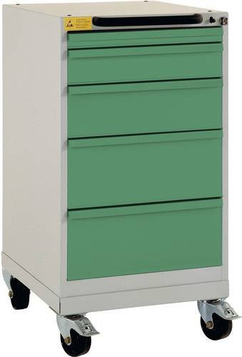 Manuflex BASETEC ESD-Schubfachschrank LS1044.6011 mobil, Resedagrün RAL 6011, 5 Schubfächer, Nutzhöhe: 70 cm - Bild 1