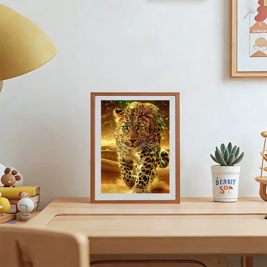 AZQSD Leoparden-Diamantmosaik 5D-Strass-Bild als handgefertigte Wanddekoration in Multicolour, Breite: 30 cm, Höhe: 20 cm - Bild 3