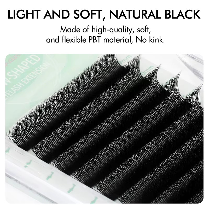 NATUHANA W-förmige Volumen-Wimpernverlängerungen, Natural Black, Unisex - Bild 5