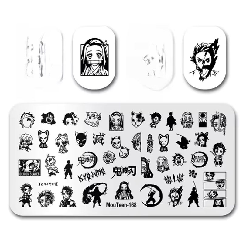 MouTeen168 Nagelstempel Set mit Comic und Animations Motiven in Weiß für professionelle Nail Art Maniküre - Bild 2