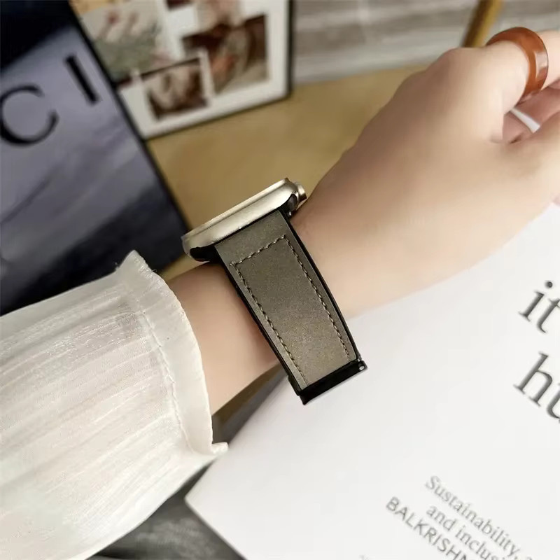 DLIBAND Uhrenarmband Silikon, Leder, Schwarz - Bild 2