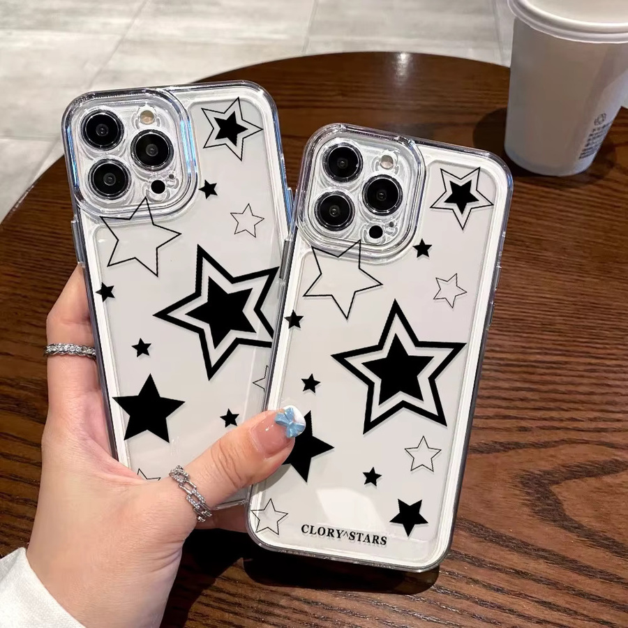TUNEDEE Koreanische Y2K Stern Handyhülle für iPhone 11 12 13 14 15 Pro Max und SE in Transparent - Bild 3