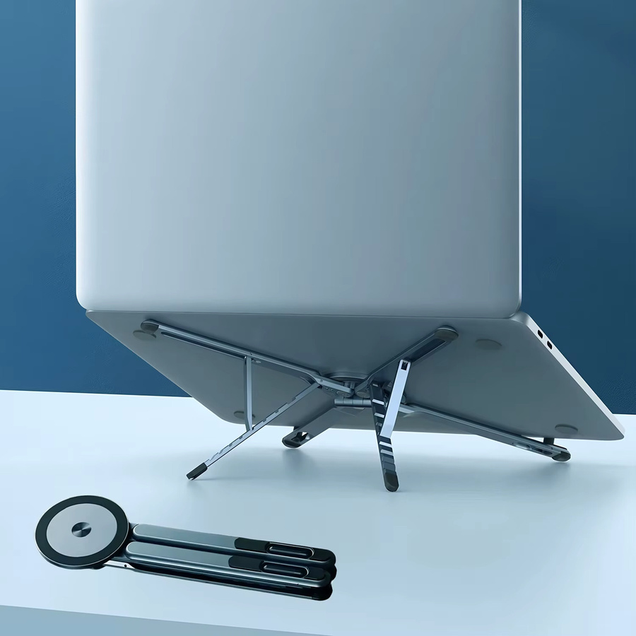 Fireurus 2-in-1 Telefonhalter und Laptop-Halterung aus Aluminium in Grau mit 360 Grad Drehung und faltbarem Tablet-Armhalter für deinen Schreibtisch - Bild 4