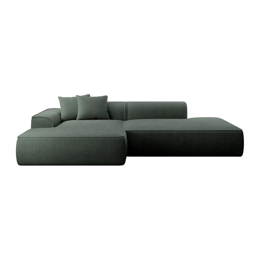 Vente-unique Sofa Erynel in Tannengrün mit Cord-Bezug, L-Form, Breite: 305 cm - Bild 2