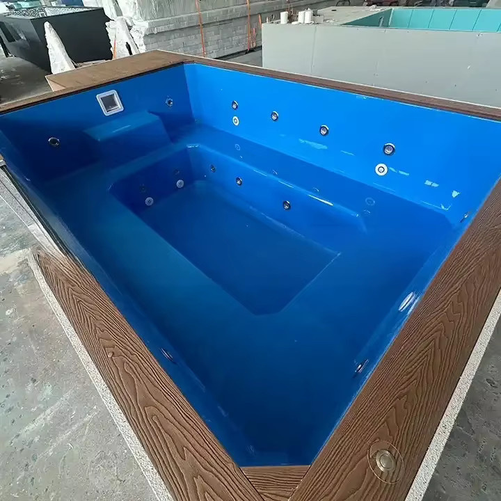 B&B Integrierter Spa-Massagepool aus Fiberglas und Acryl in Blau, rechteckiges Schwimmbecken - Bild 3
