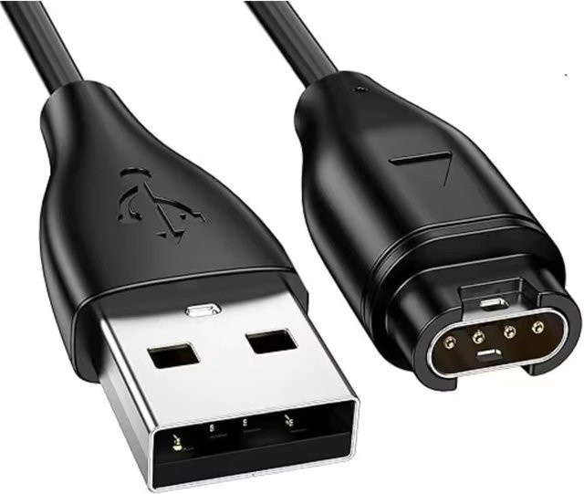 USB-Ladekabel für Garmin Fenix 8 7 6S Pro 5X Smartwatch, USB-A auf USB-C Datenleitung und Ladegerät, Schwarz - Bild 1