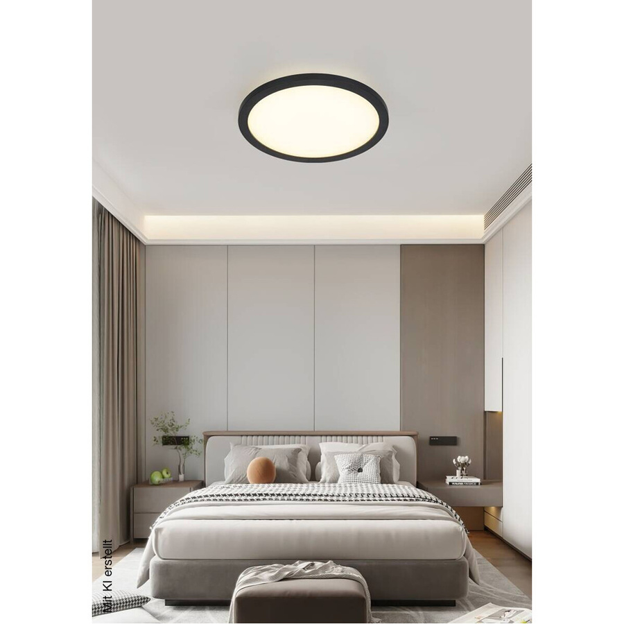 NOLO LED-Deckenleuchte Aria in Schwarz aus Kunststoff und Metall, Durchmesser: 30 cm, Höhe: 5 cm - Bild 2