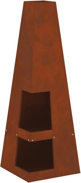 vidaXL Feuerstelle Chiminea aus Wetterstahl in Braun, H x B x T: 100 x 35 x 35 cm - Bild 1