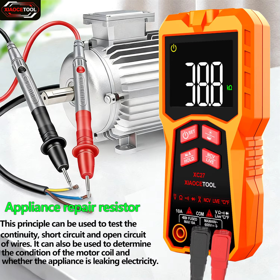 XIAOCETOOL Digitales Multimeter mit Sprachausgabe, explosionsgeschütztes Mini-Multitester in Orange - Bild 4