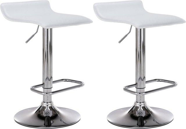 2er Set Barhocker TPFLiving Dynasty One mit Chromoptik Metallgestell und weißem Kunstleder, Höhe: 85 cm, Breite: 41 cm, Tiefe: 38 cm - Bild 1