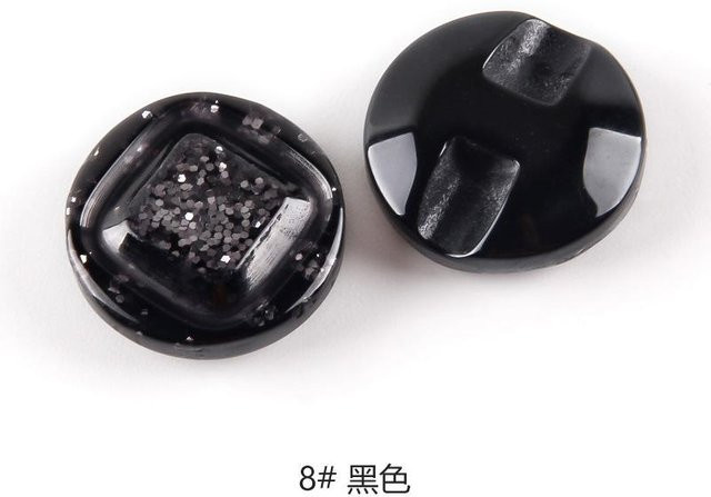 Charme Design Harzknöpfe mit Öse in Schwarz, 100 Stück, Durchmesser: 15 mm - Bild 1