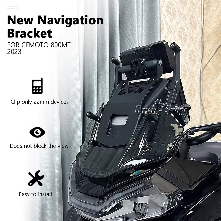 Otilli Navigationshalterung für CFMOTO 800MT (2023-2025) mit Smartphone-Ladefunktion, Schwarz, 22mm Befestigung - Bild 2