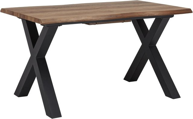 Bessagi Home Ausziehtisch Lia in Walnussbraun mit Metallgestell, Breite: 140-180 cm, Tiefe: 90 cm, Höhe: 76 cm - Bild 1