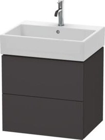 Duravit L-Cube Waschtischunterschrank wandhängend mit 2 Schubladen, grau matt, B: 58,4 cm, T: 45,9 cm, H: 54,4 cm - Bild 1