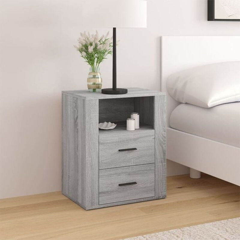 Nachttisch vidaxl in Grau aus Holzwerkstoff im modernen Design, B/T/H: 50 x 36 x 60 cm - Bild 1