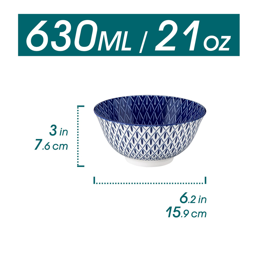 vancasso Selene 4-teiliges Porzellan-Müslischalen-Set in Blau/Weiß mit 630 ml pro Schale - Bild 2