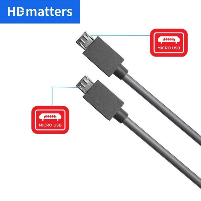 HDmatters Micro-USB auf Micro-USB OTG-Adapter und Datenkabel in Schwarz und Grau - Bild 1